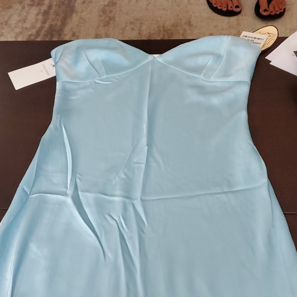 Baby blue silk dress